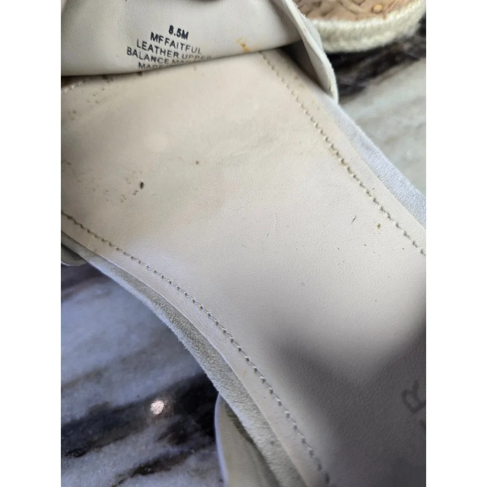 Marc Fisher MFFAITFUL Cream Suede Scalloped Espadrille Cork Wedge Sandals 8.5M